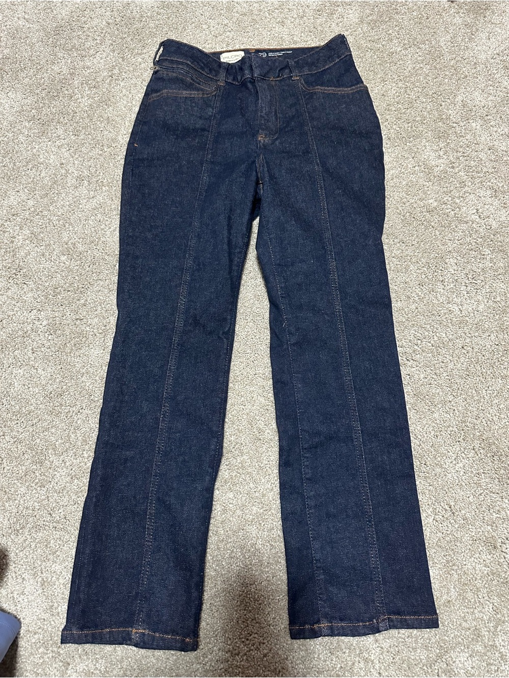 Pilcro Indigo Blue Jeans with Contrast Orange Stitching